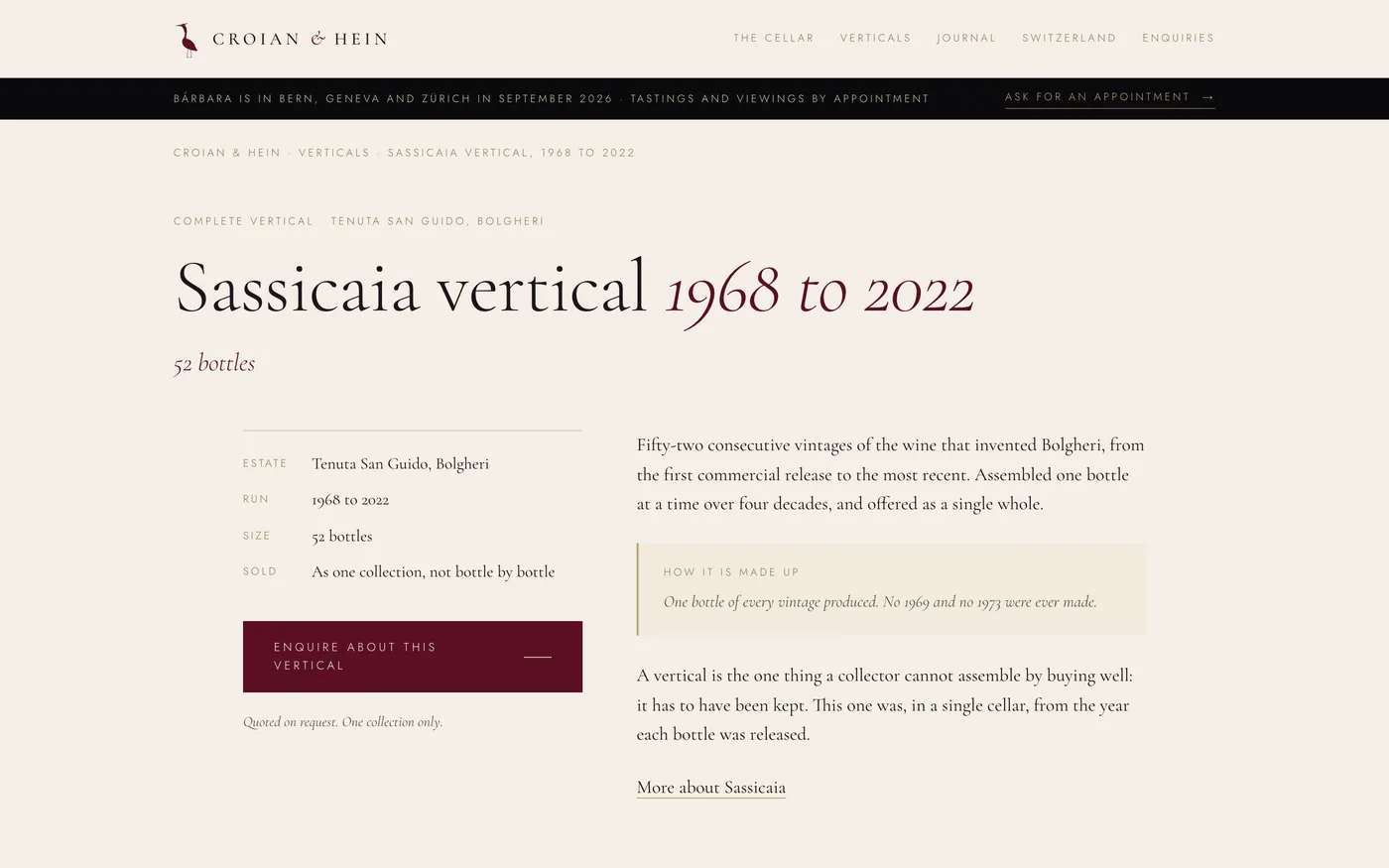 Vertical de Sassicaia de 1968 a 2022
